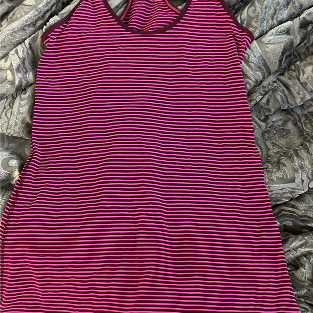 Lululemon Pink and Black Striped tank